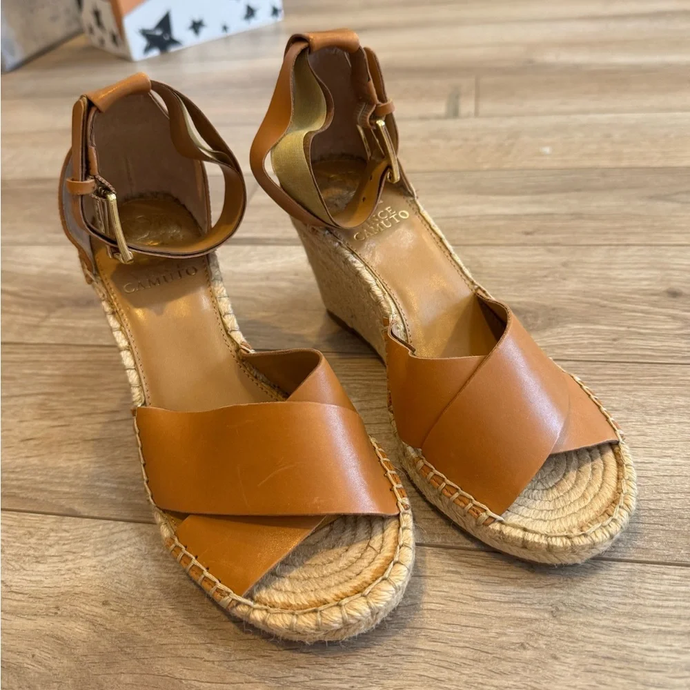 Vince Camuto Women's Tan Wedge Espadrille Sandals Never Worn 7.5 - Picture 2 of 7
